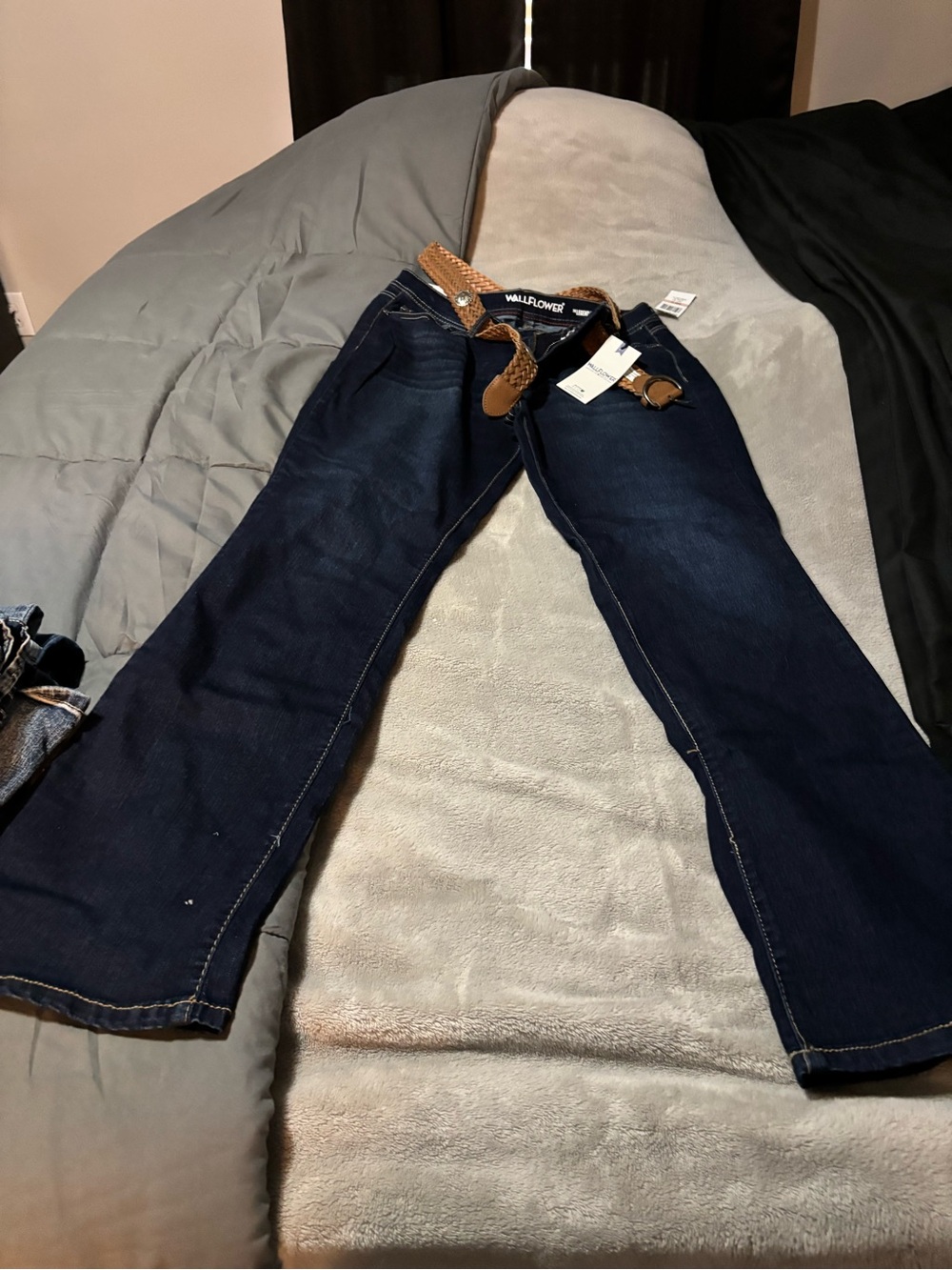 Wallflower Indigo Bootcut Jeans with Brown Belt